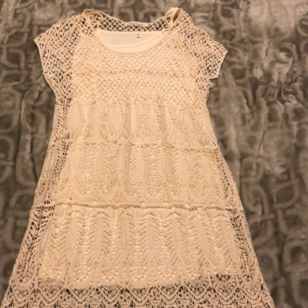 Cream Colored All Over Lace Dress